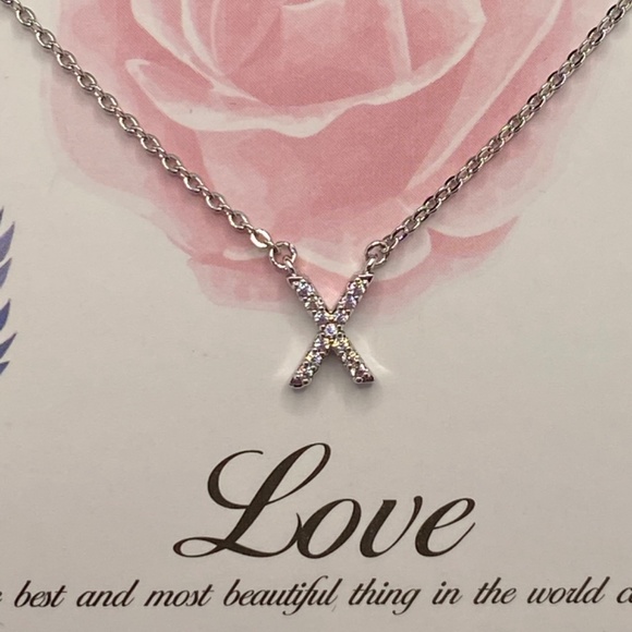 4K Yellow Gold Plated Cubic Zirconia Love Necklace - Picture 2 of 5